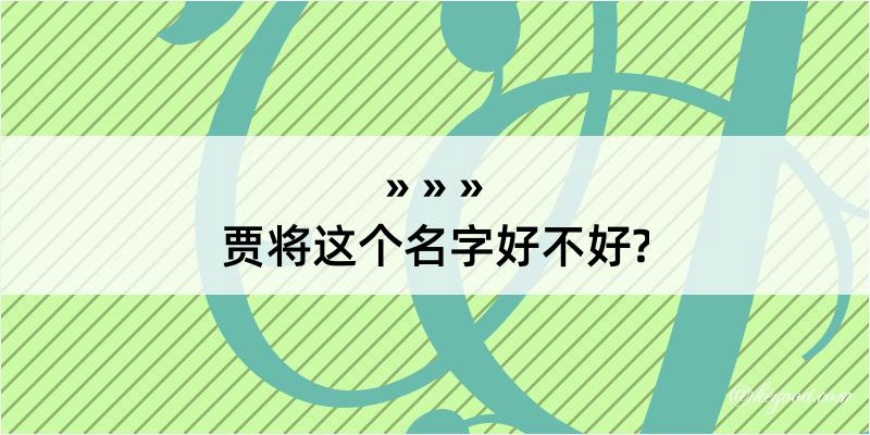 贾将这个名字好不好?