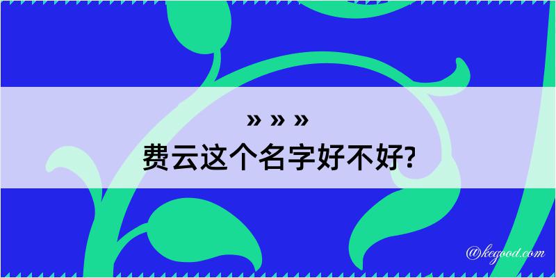 费云这个名字好不好?