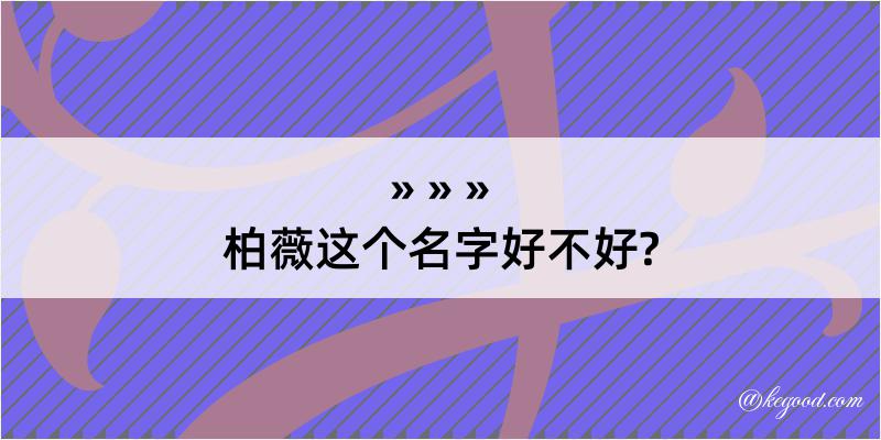 柏薇这个名字好不好?