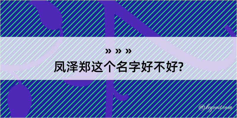 凤泽郑这个名字好不好?