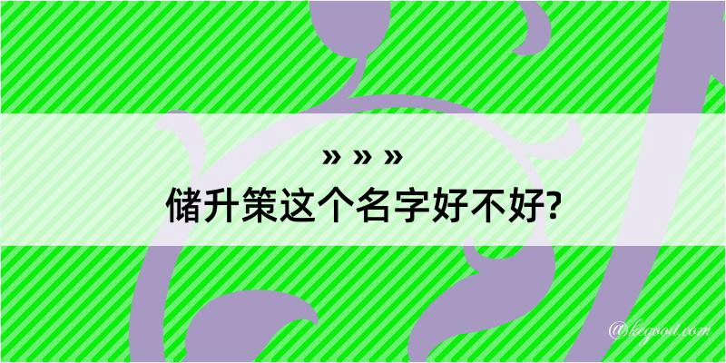 储升策这个名字好不好?