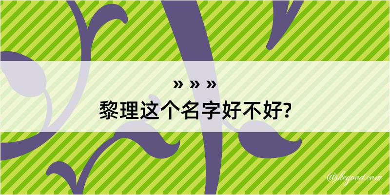 黎理这个名字好不好?