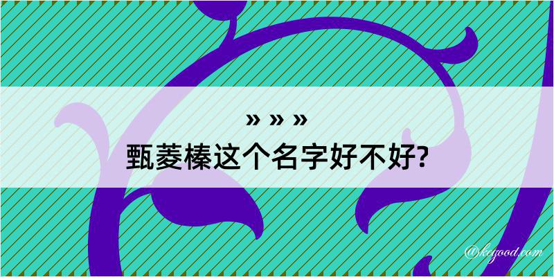 甄菱榛这个名字好不好?