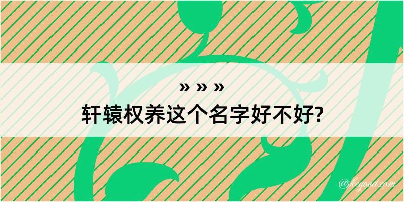 轩辕权养这个名字好不好?