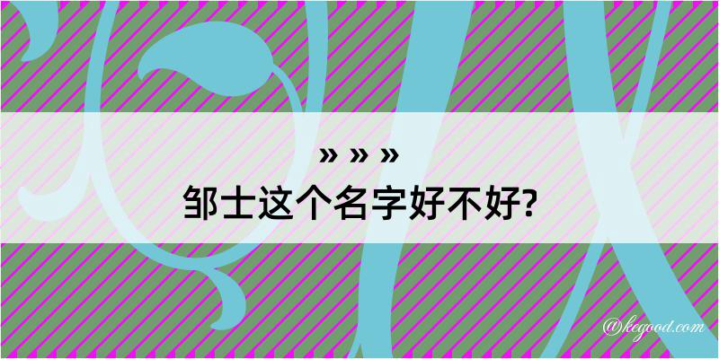 邹士这个名字好不好?