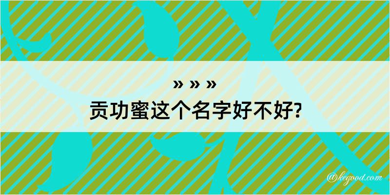 贡功蜜这个名字好不好?