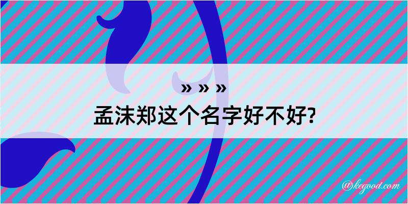 孟沫郑这个名字好不好?