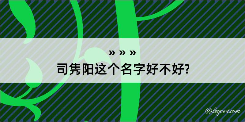 司隽阳这个名字好不好?