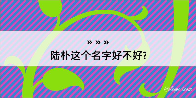 陆朴这个名字好不好?