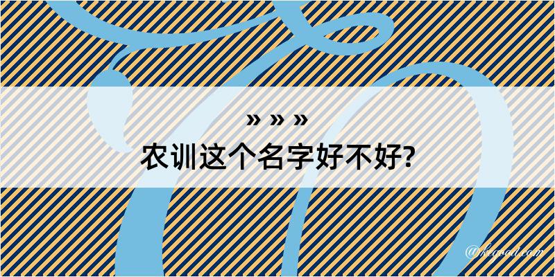 农训这个名字好不好?