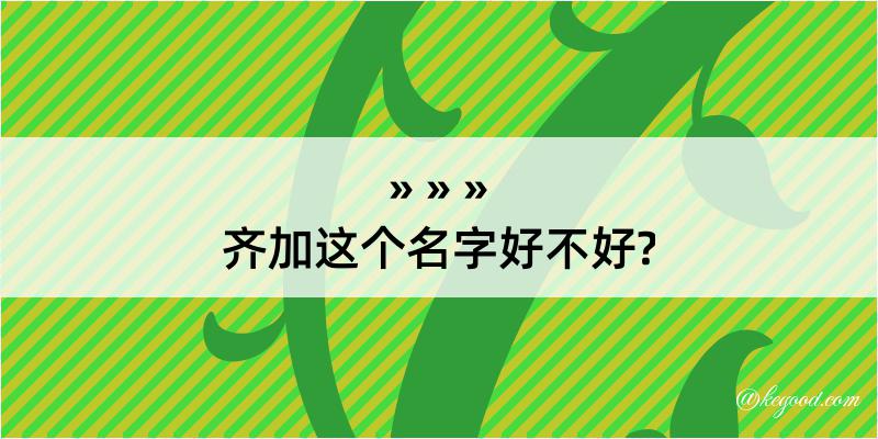 齐加这个名字好不好?