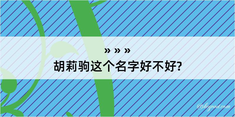 胡莉驹这个名字好不好?