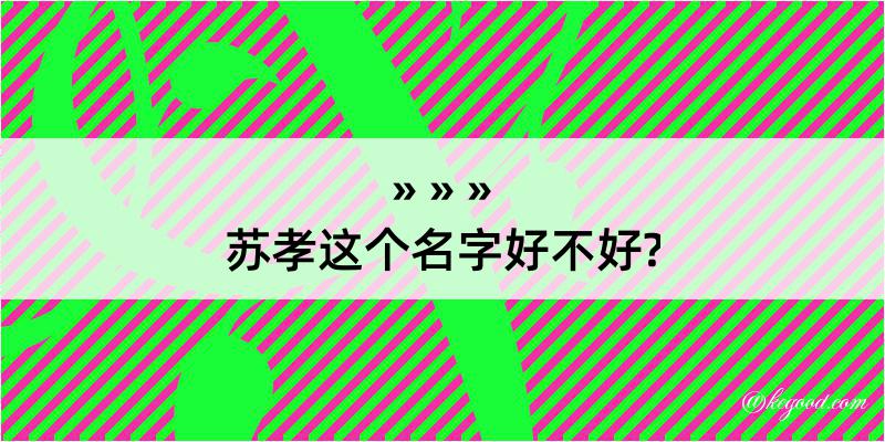 苏孝这个名字好不好?