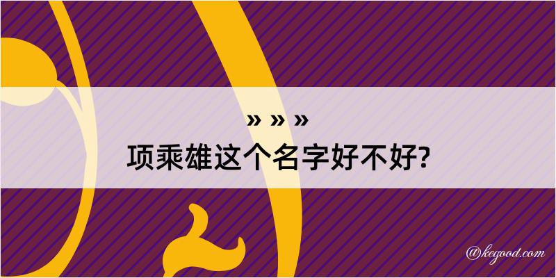 项乘雄这个名字好不好?