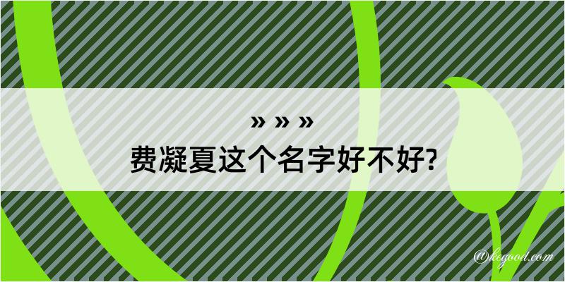 费凝夏这个名字好不好?