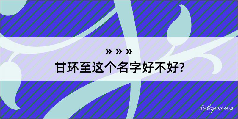 甘环至这个名字好不好?