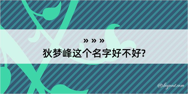 狄梦峰这个名字好不好?