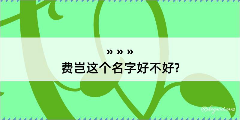 费岂这个名字好不好?