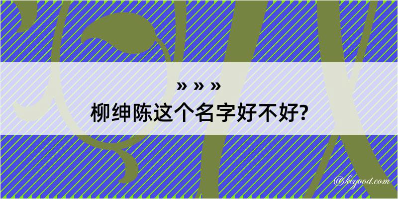 柳绅陈这个名字好不好?