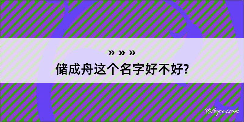 储成舟这个名字好不好?