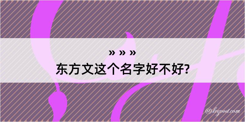 东方文这个名字好不好?