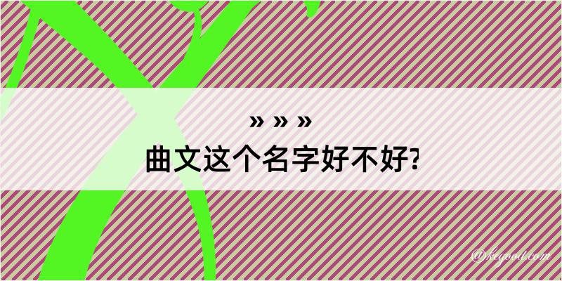 曲文这个名字好不好?