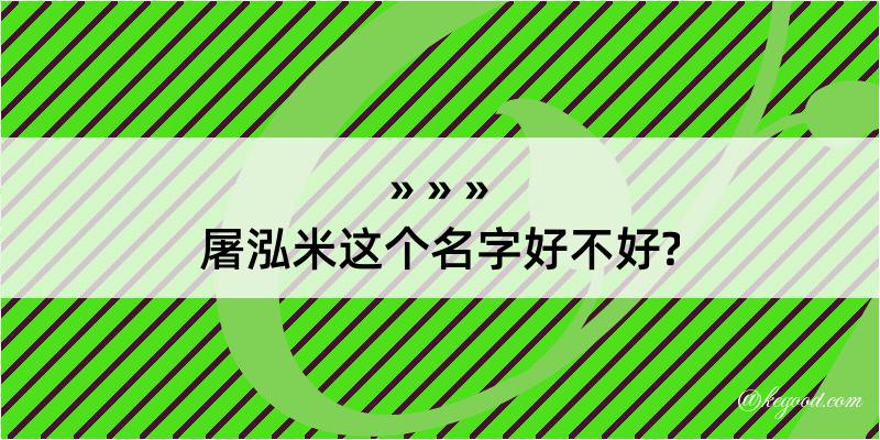 屠泓米这个名字好不好?