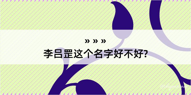 李吕罡这个名字好不好?