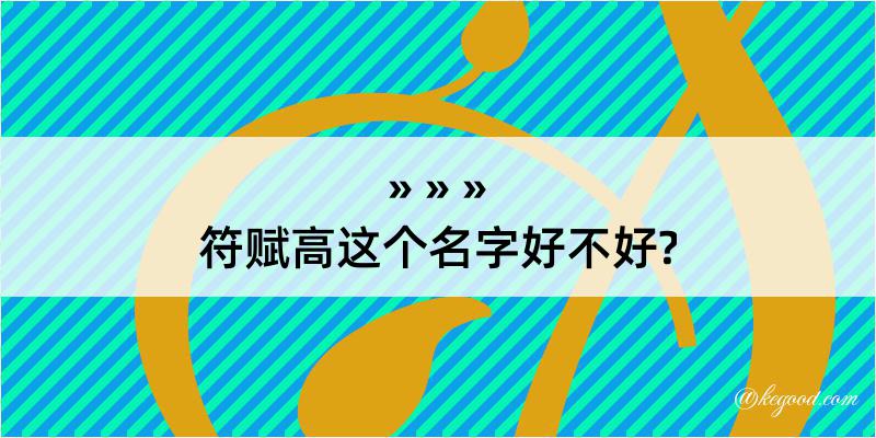 符赋高这个名字好不好?