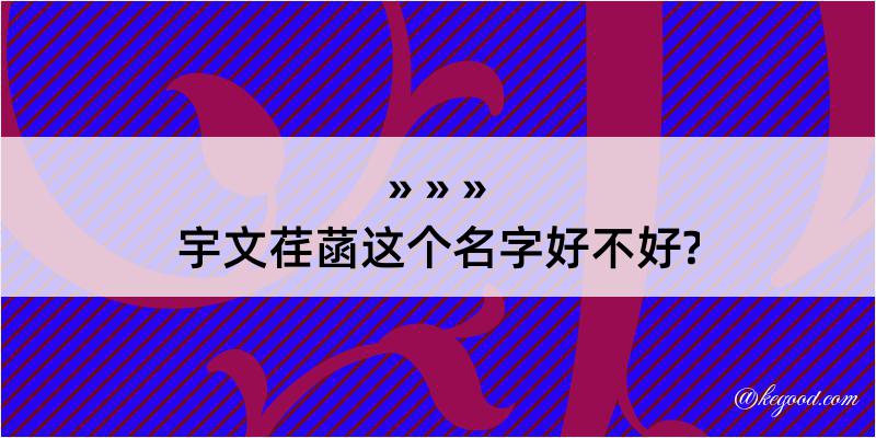 宇文荏菡这个名字好不好?