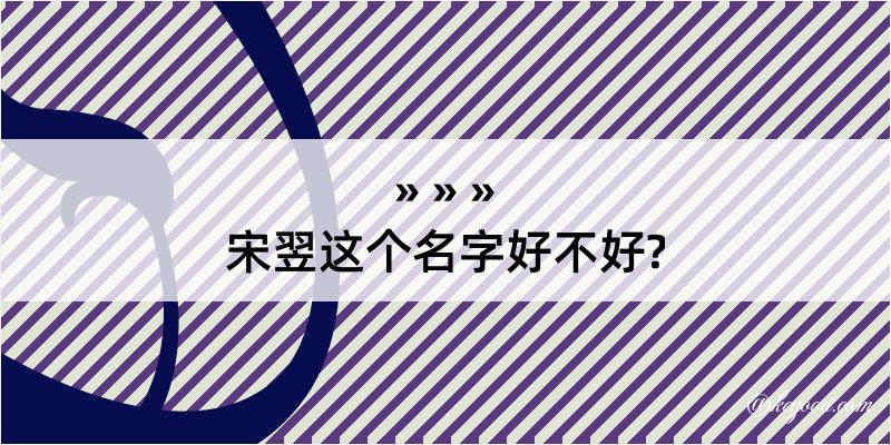 宋翌这个名字好不好?