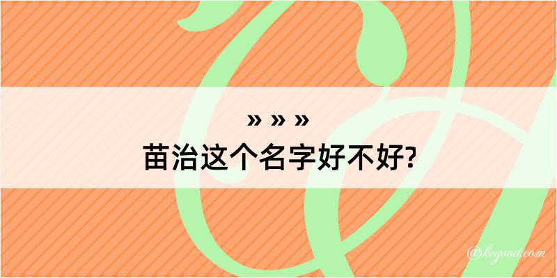 苗治这个名字好不好?