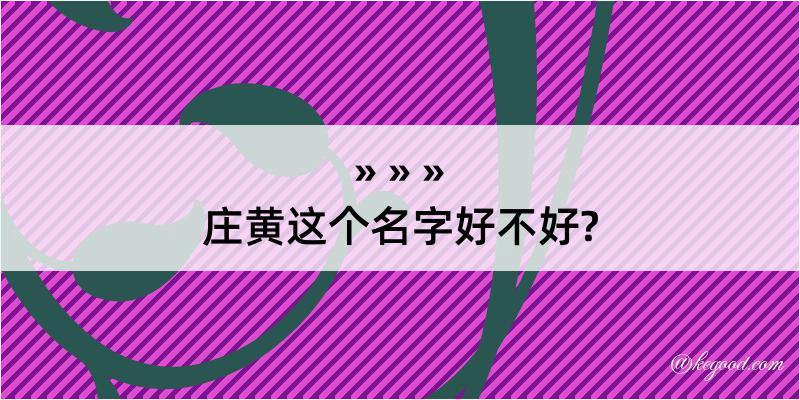 庄黄这个名字好不好?