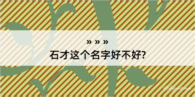 石才这个名字好不好?