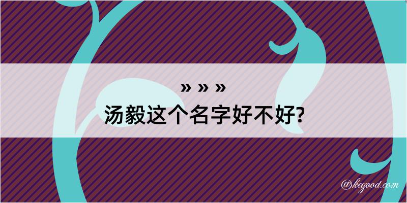 汤毅这个名字好不好?