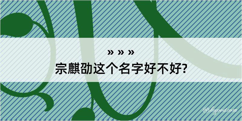 宗麒劭这个名字好不好?