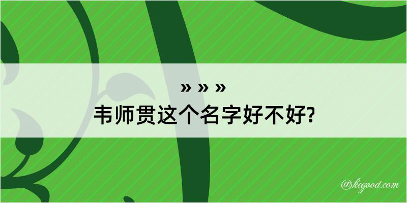 韦师贯这个名字好不好?