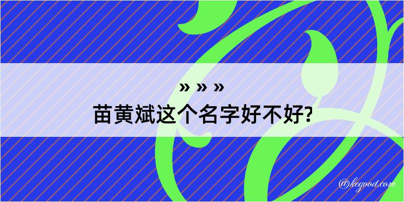 苗黄斌这个名字好不好?