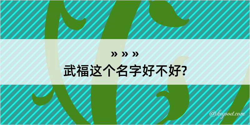 武福这个名字好不好?