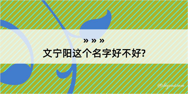 文宁阳这个名字好不好?