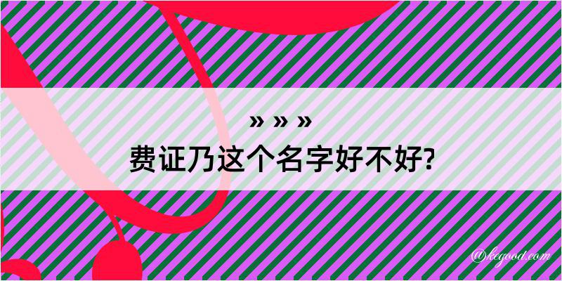 费证乃这个名字好不好?