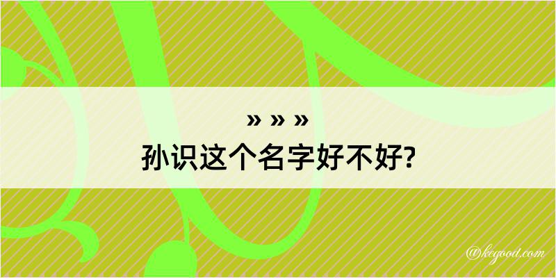 孙识这个名字好不好?