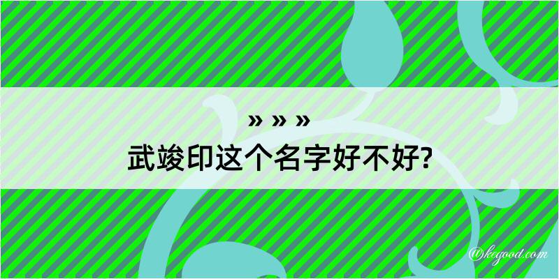 武竣印这个名字好不好?