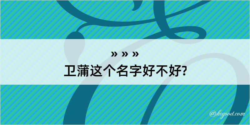 卫蒲这个名字好不好?