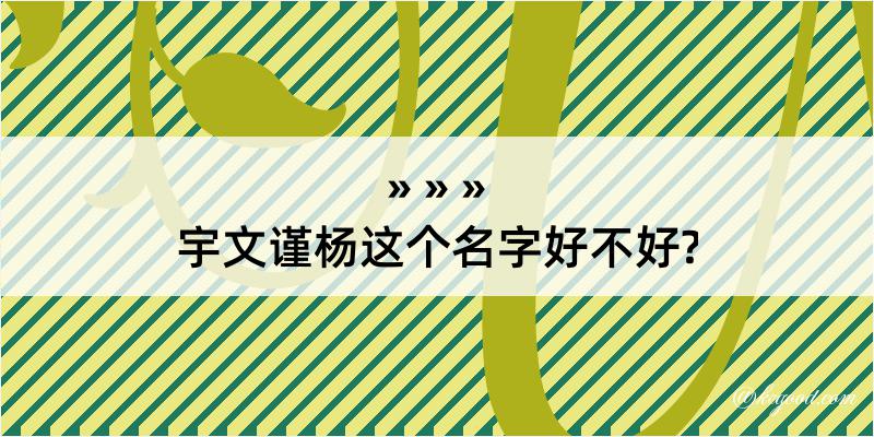 宇文谨杨这个名字好不好?