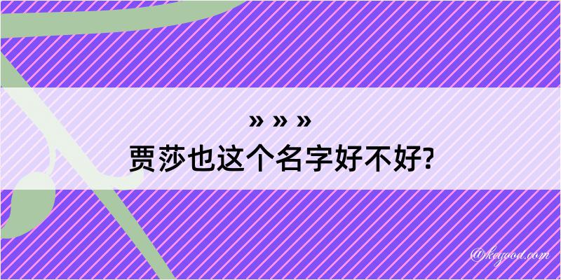 贾莎也这个名字好不好?