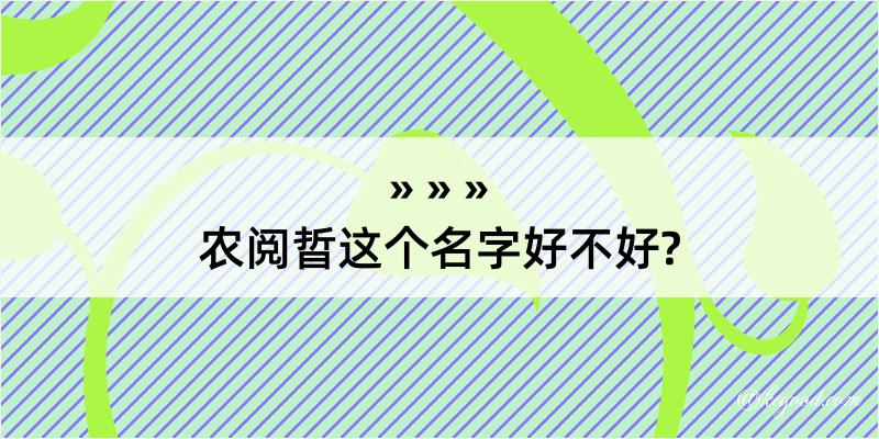 农阅晢这个名字好不好?