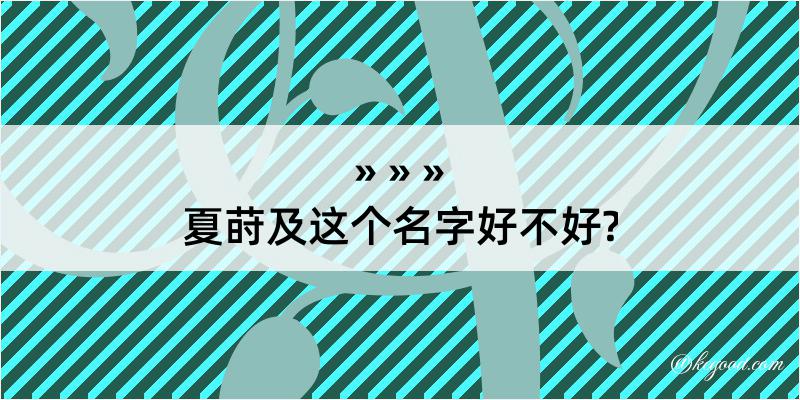 夏莳及这个名字好不好?