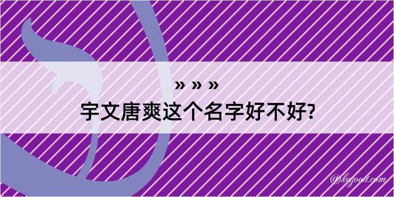 宇文唐爽这个名字好不好?