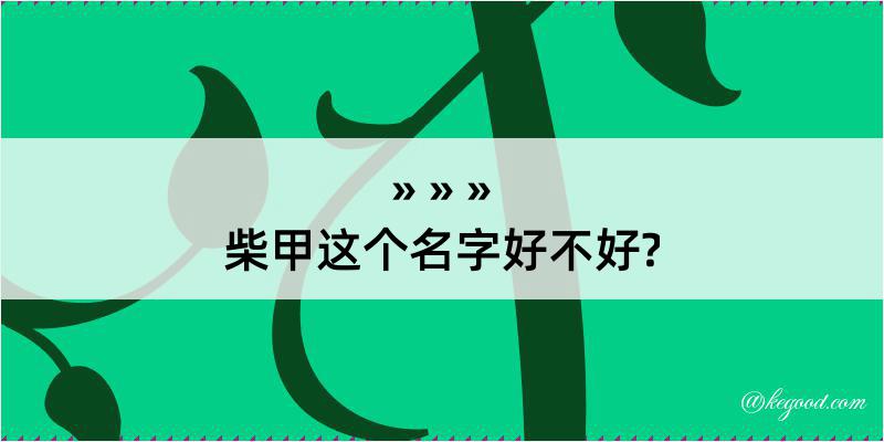 柴甲这个名字好不好?